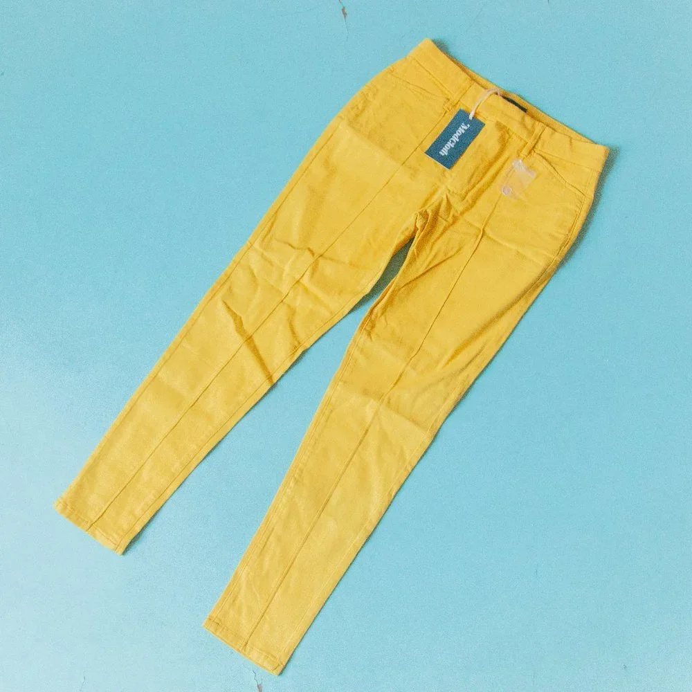 NEW Modcloth Mustard Yellow Richmond Reverse Seam Ankle Slim Fit Pants Sz 8 - Picture 2 of 9